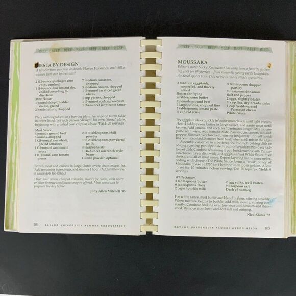 Baylor University Alumni Cookbook Homecoming Special Foods Memories 1996 Spiral - Picture 7 of 12